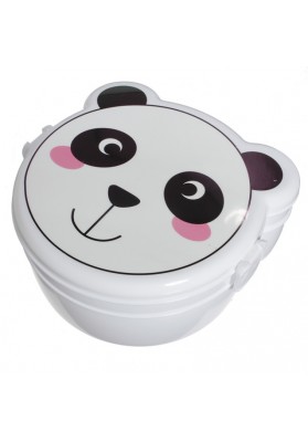 Microwaveable Cute Panda Pattern Two Layers Cartoon Plastic Lunch Meal Bento Food Box with Spoon