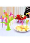 Creative Birds Tree Design Fruit Dessert Cake Forks Picks Set Rose Red