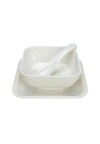 Colorful Melamine Square Dessert Bowl Dish Spoon 3-Piece Set White