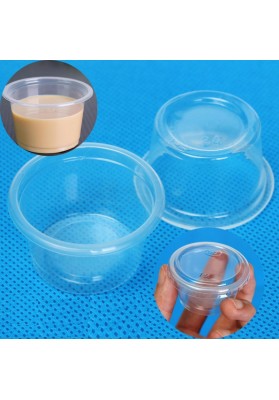 50pcs 50mL Clear Plastic Disposable Cups with Lid for Pudding Jelly Sauce White Transparent
