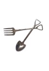 2pcs Unique Shovel Shape Stainless Steel Spoon Fork Dinnerware Farmer Tool Tableware Silver