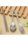 3-in-1 Camping Picnic Spoon Fork Chopsticks Cutlery Set - Green