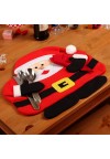 Santa Claus Pattern Dinning Placemat Table Mat Dinner Decoration with Napkin Red