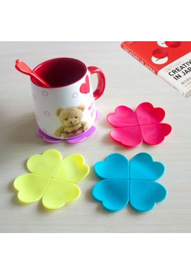 5pcs Flower Petal Shape Cup Coaster Tea Coffee Cup Mats Table Decor Random Color