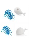 16pcs Blue Whale Spray Fruit Forks Set With White Holder