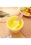 Cute Plastic Ice Cream Bowl with Spoon Dessert Cup Container Yellow