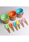 Cute Plastic Ice Cream Bowl with Spoon Dessert Cup Container Yellow