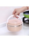 Portable 1 Layer 700mL Lunch Box Stainless Steel Thermal Bento Box Food Container Light Pink