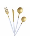 European Style White Golden Stainless Steel  Food Dinnerware - Spoon